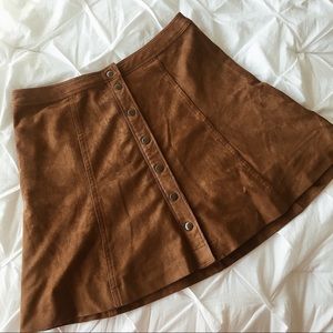 Suede Button Up Skirt
